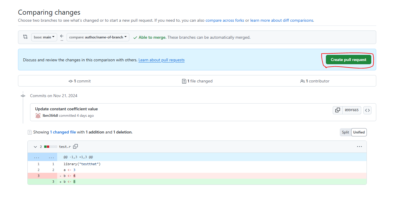 Click 'Create pull request'
