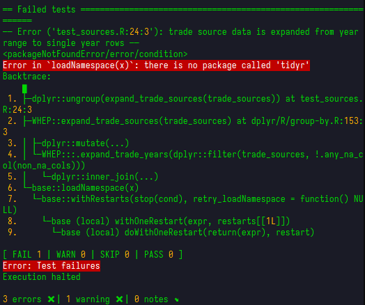 Error no package called tidyr