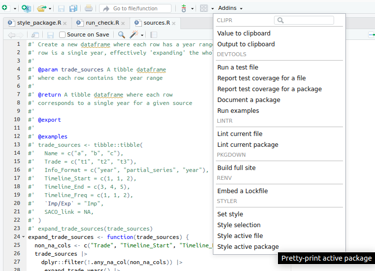 Use styler package from RStudio